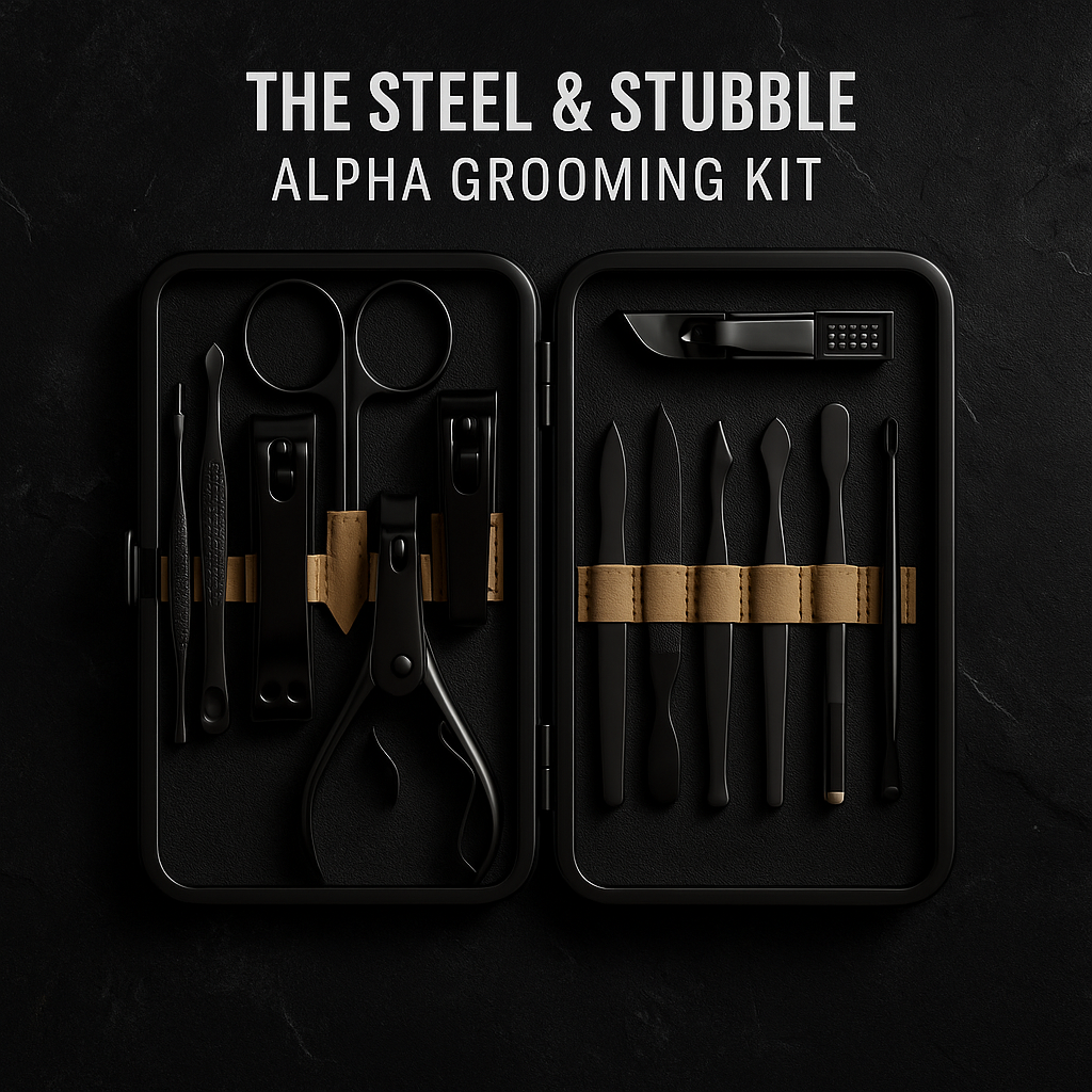 The Steel & Stubble Gun Metal Black Grooming Kit